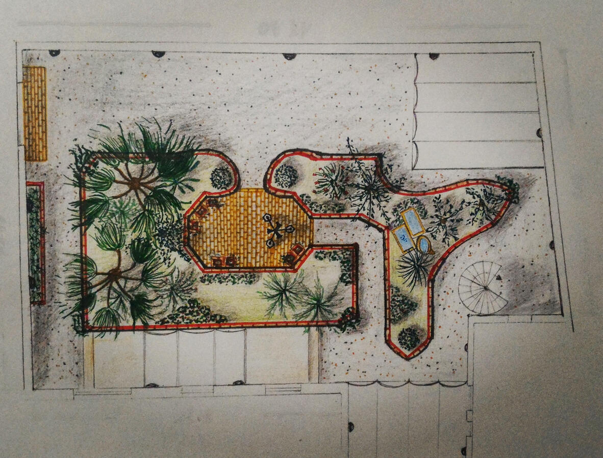 Bespoke hand-drawn landscape design plan for luxury Mediterranean estates and international projects | Studio 183 Italy.
